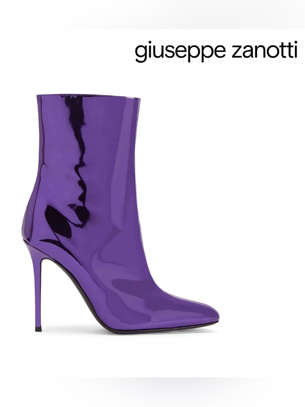 Giuseppe Zanotti High-Shine Purple Patent Stiletto Ankle Boot